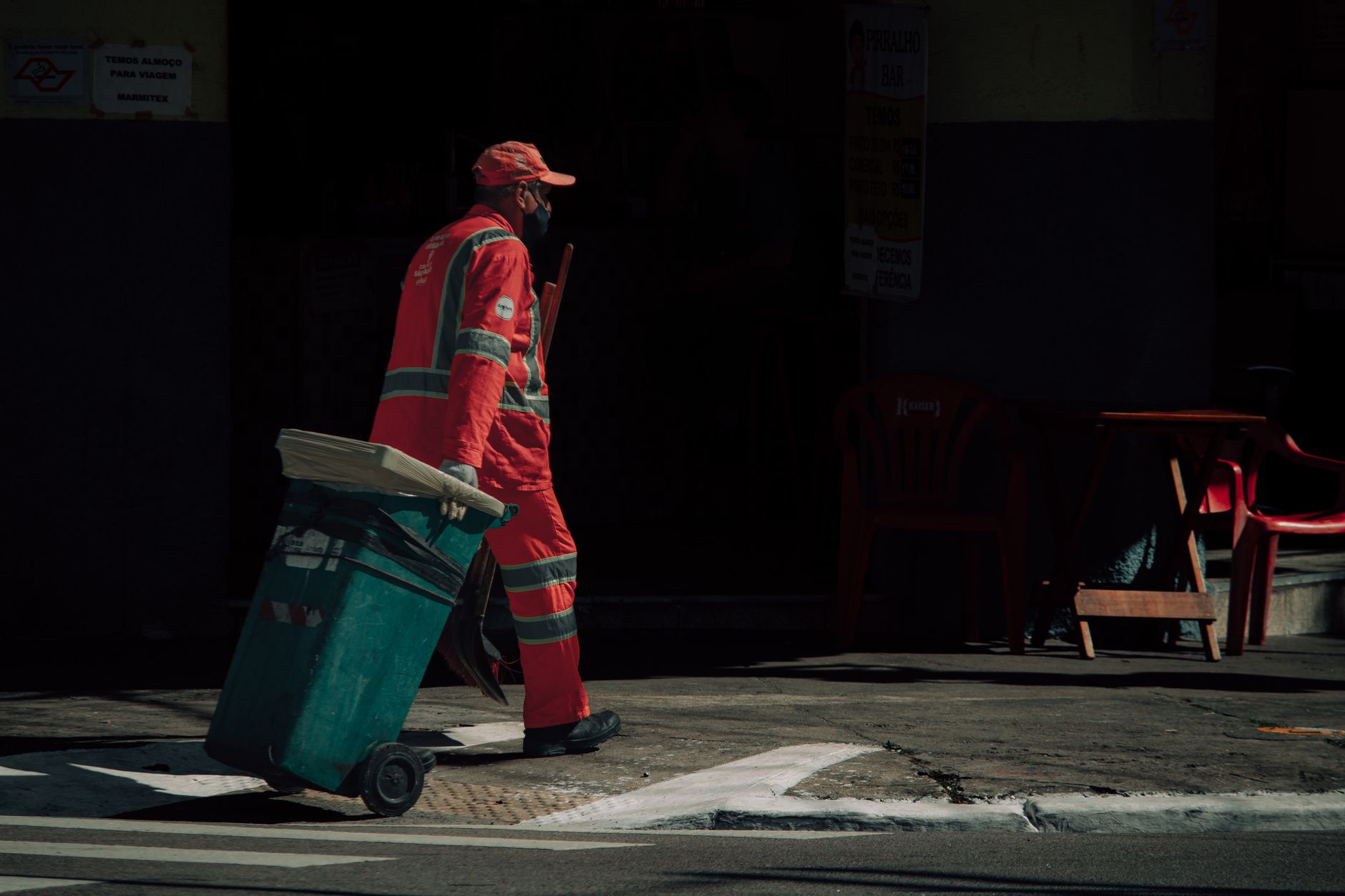 Waste collector on a residential street